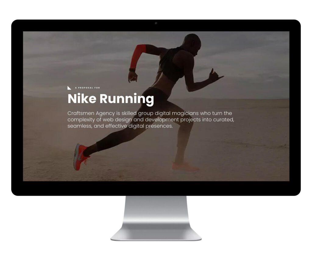 Computer with Nike proposal showing a runner