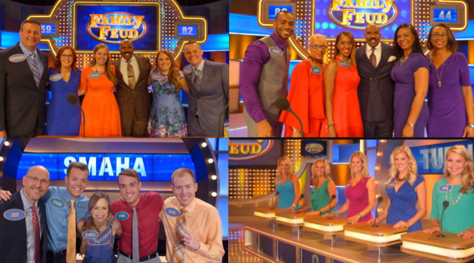 Bright and solid colors with primary shades on Family Feud