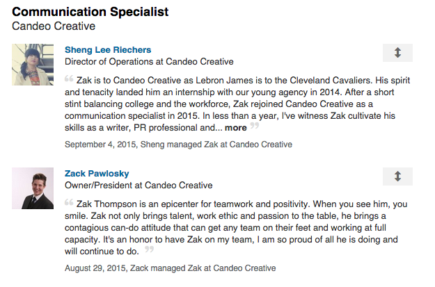 linkedin recommendation for recruiter