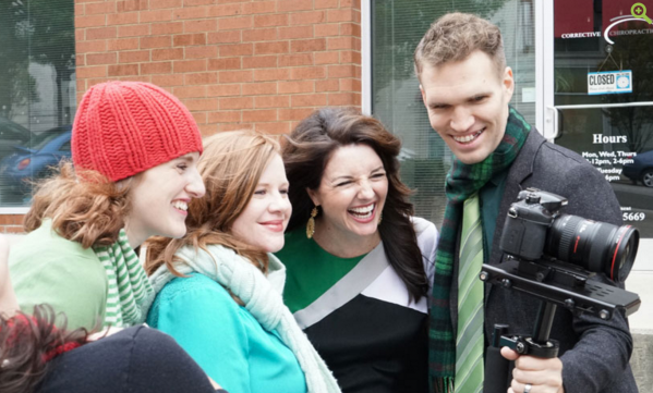 holderness family christmas greenroom smiles for promo shoot