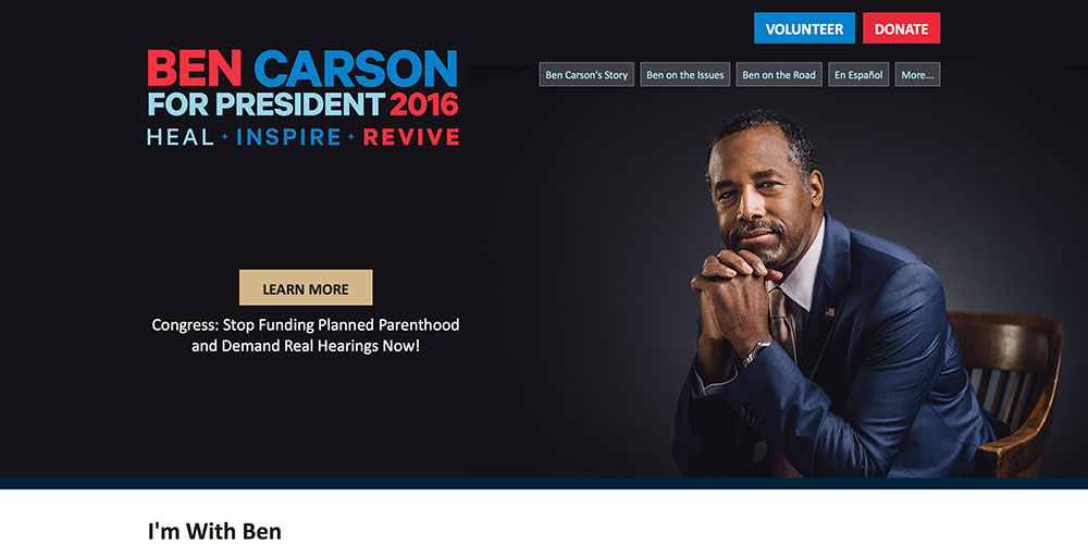 Ben Carson's Presidential Website 2016