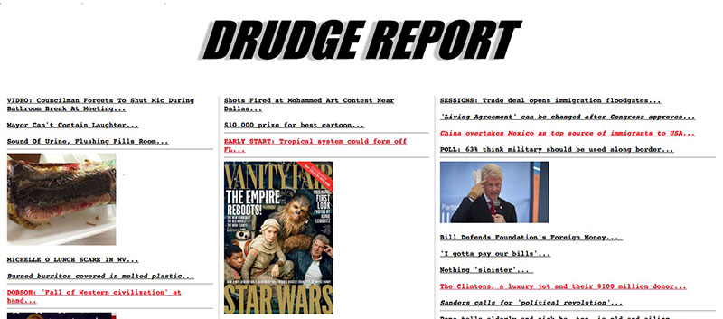 Drudge Report: Largely untouched website since the mid 1990s