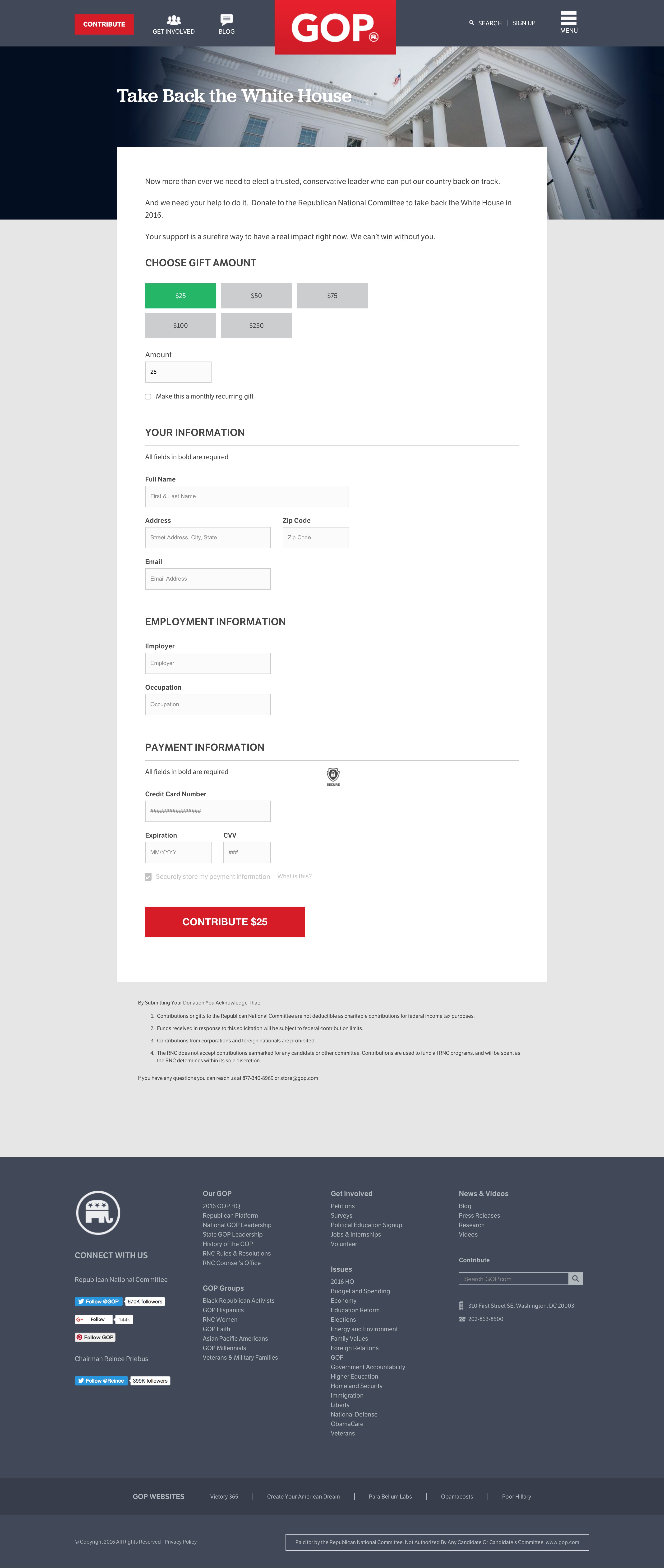 GOP.com Donate Page