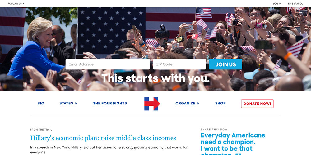 Hillary Clinton Presidential Website 2016