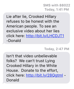 Donald Trump Text Message