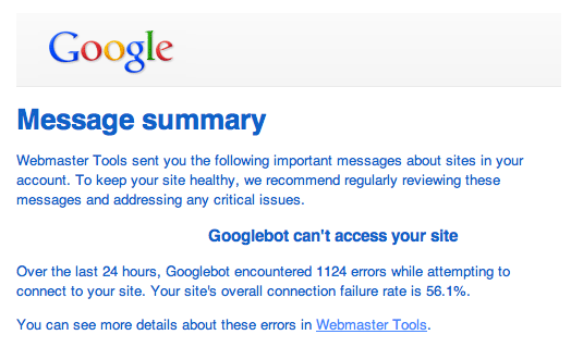 If you get this message, then Google can't crawl your website.