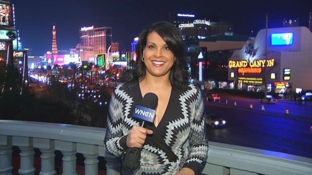 Melanie Sanders reporting from Las Vegas for WNCN-TV