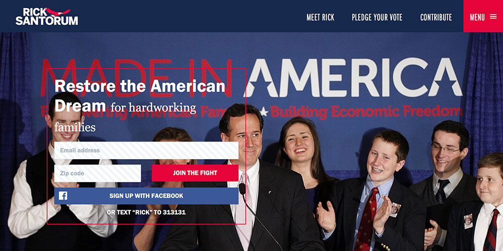 Rick Santorum's Presidential Website 2016
