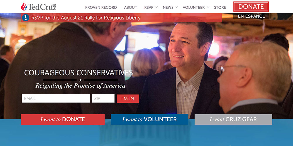 Ted Cruz's Presidential Website 2016