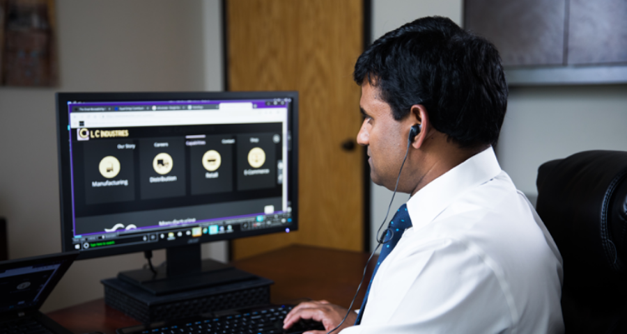 man using computer testing tools