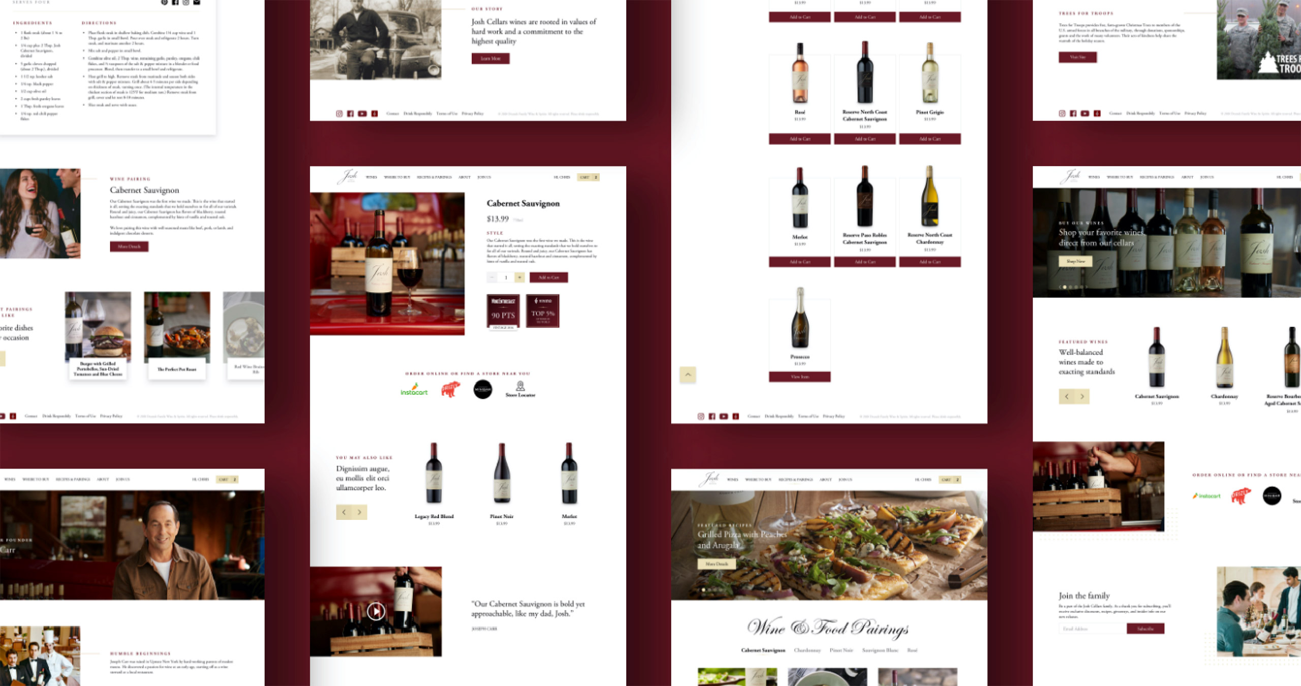 Josh Cellars hero image of the website builder