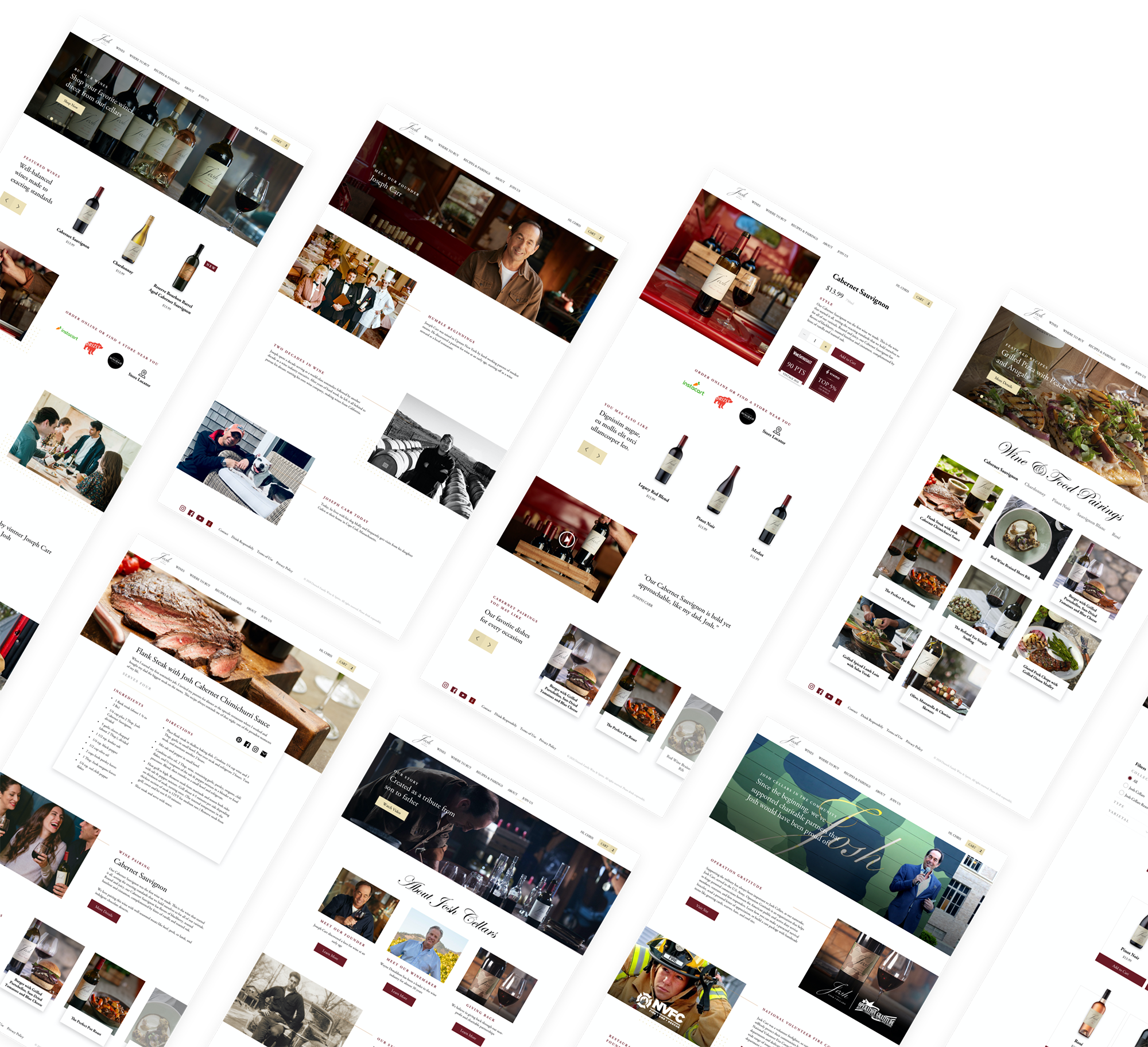 Josh Cellars website mockups